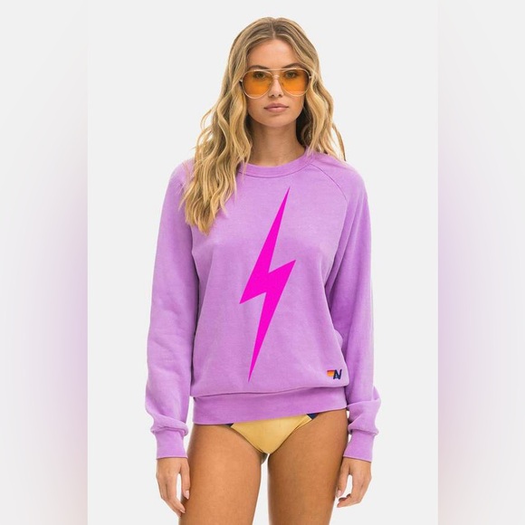 Aviator Nation Tops - Aviator Nation Bolt Sweatshirt Purple Neon Pink